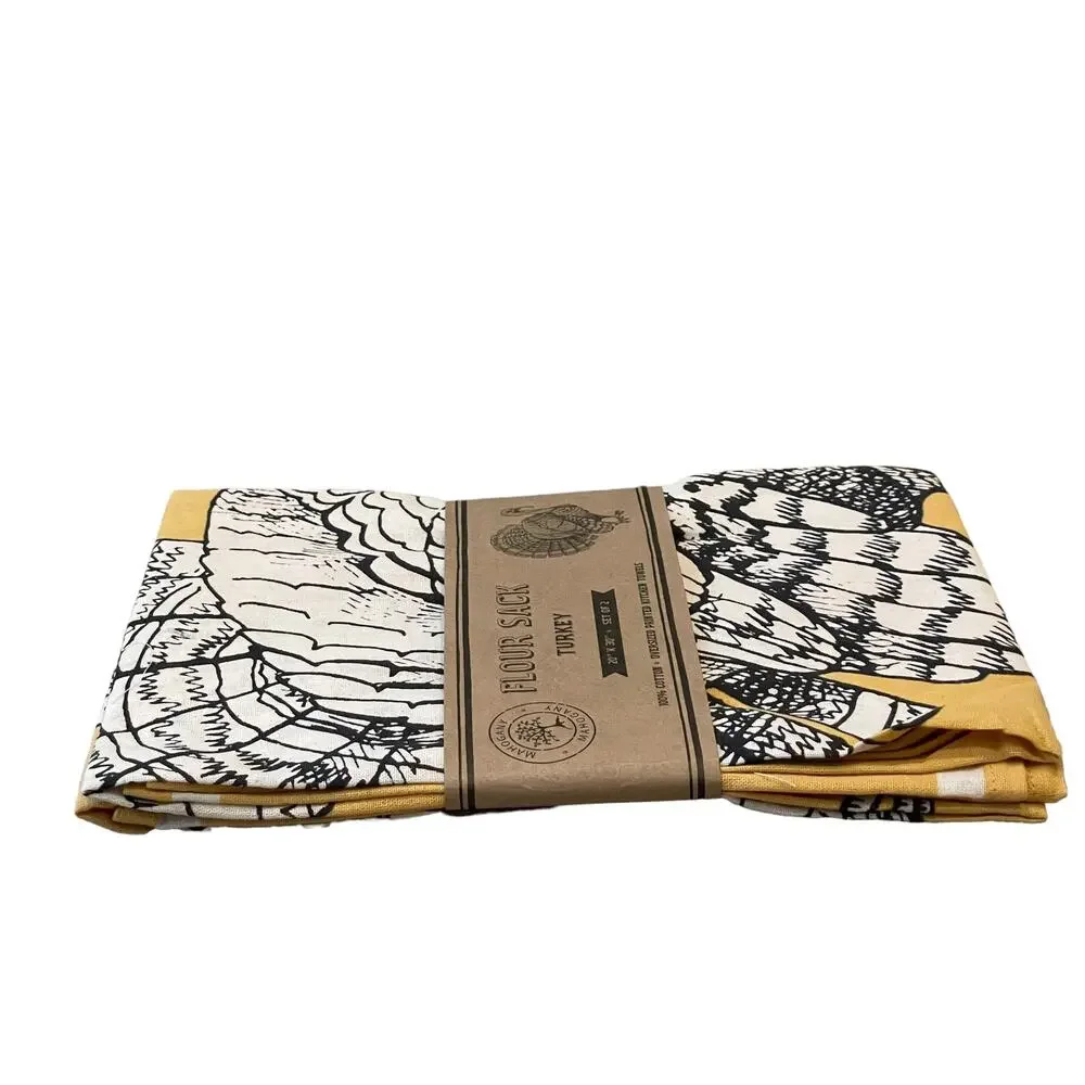 Mahogany Turkey Flour Sack Kitchen Towels Set of 2 Cotton Thanksgiving Fall New